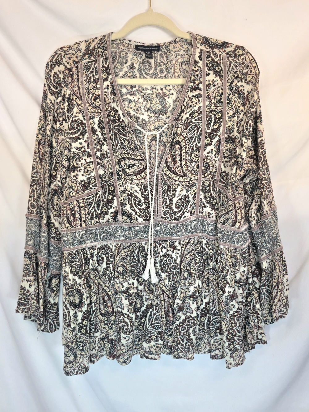 American Eagle Outfitters Women's Boho Peplum Cottagecore Flowy Blouse Size XL